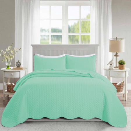 ultrasonic quilted bedspread mint