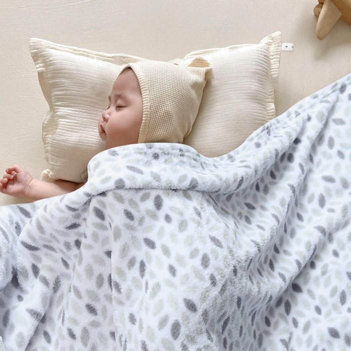 Monochrome Leaves Printed Baby Fleece Blanket
