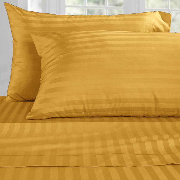 satin stripped pillow cover mastard