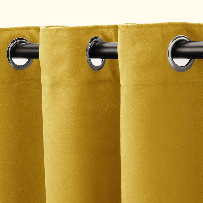 ultrasoft fine grommet top velvet curtain panels yellow