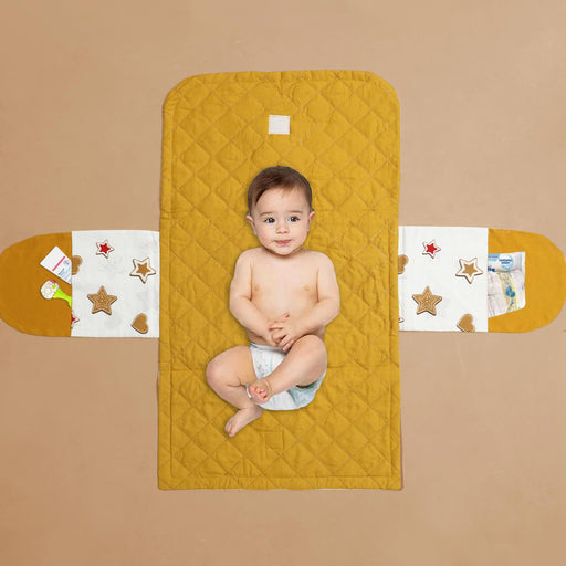mustard stars baby diaper changing sheet