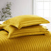 solid mustard striped sateen quilt cover