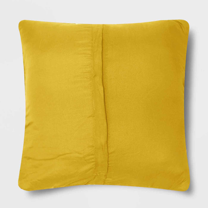 velvet quilted embroidered cushion cover mustard