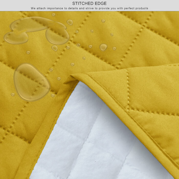 waterproof quilted mattress protectors with elastic strap mustard