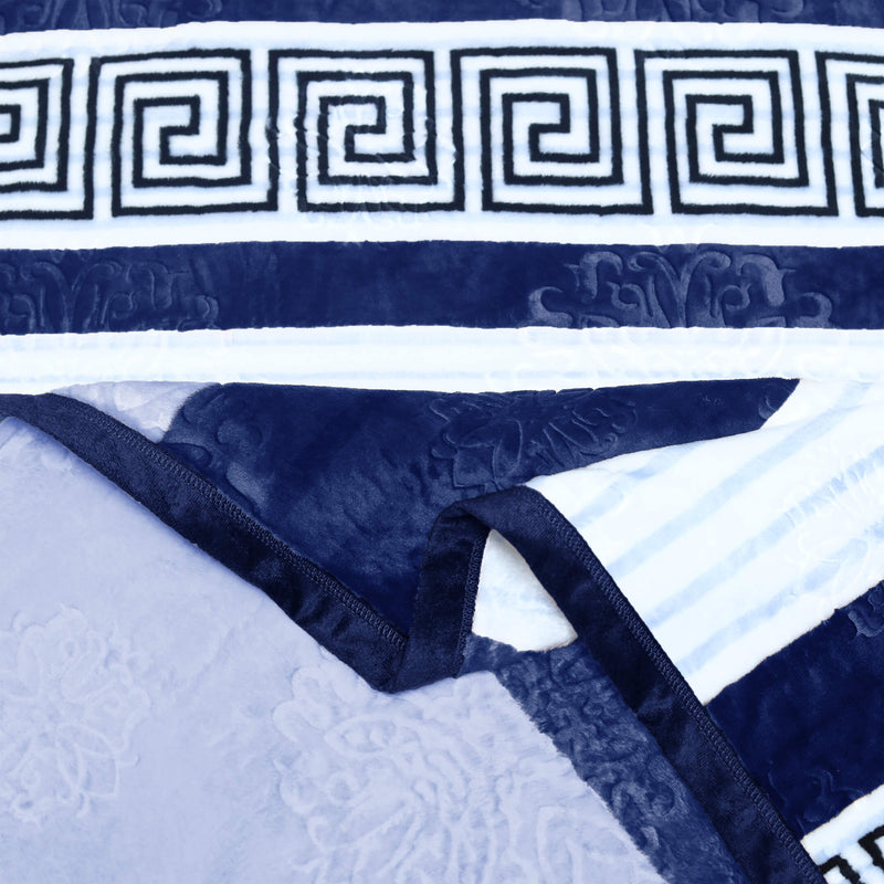 geo print embossed fleece blanket