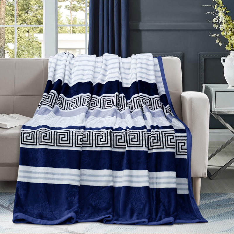 geo print embossed fleece blanket