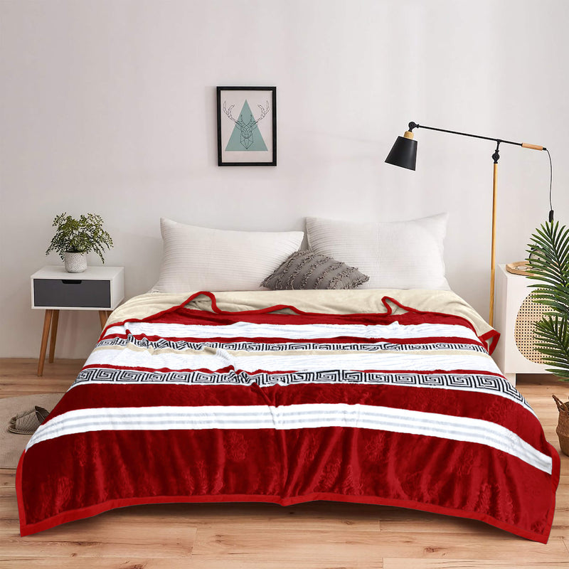 geo print embossed fleece blanket