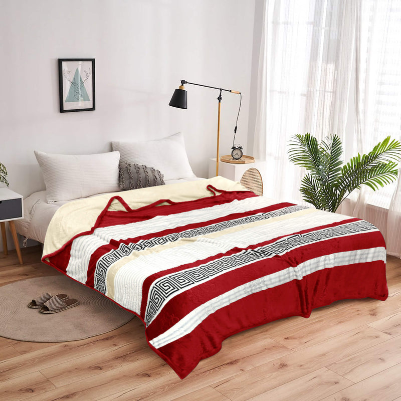 geo print embossed fleece blanket