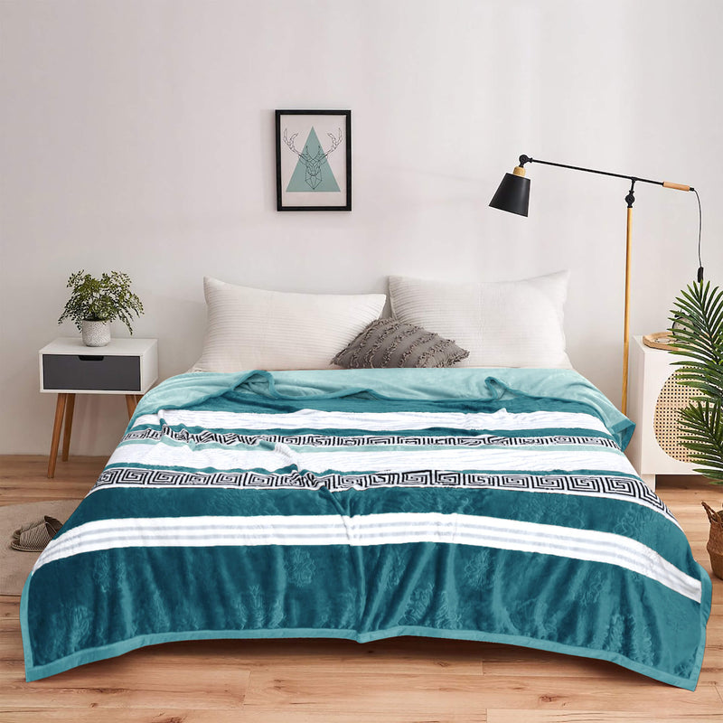 geo print embossed fleece blanket