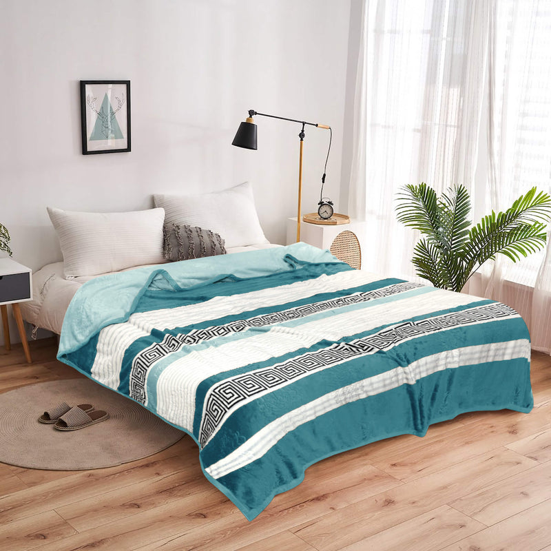 geo print embossed fleece blanket