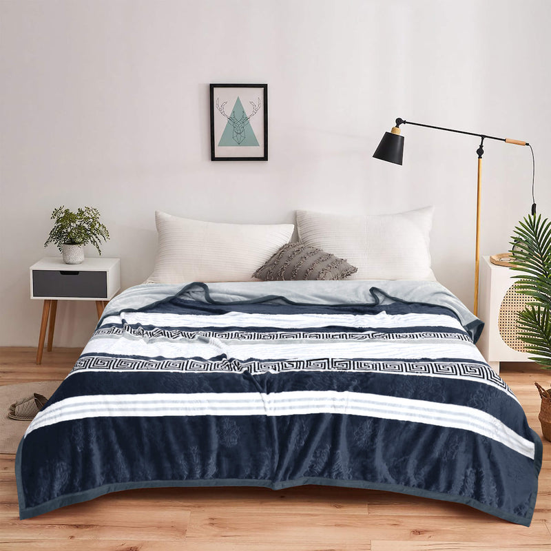 geo print embossed fleece blanket