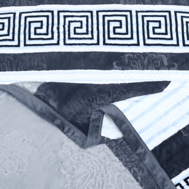 geo print embossed fleece blanket