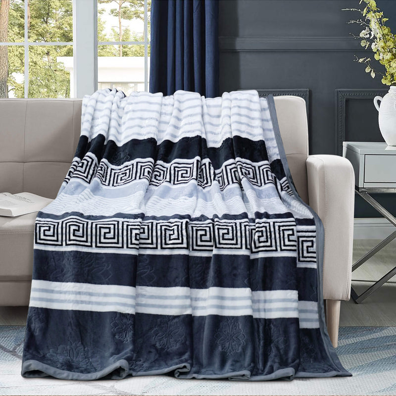 geo print embossed fleece blanket