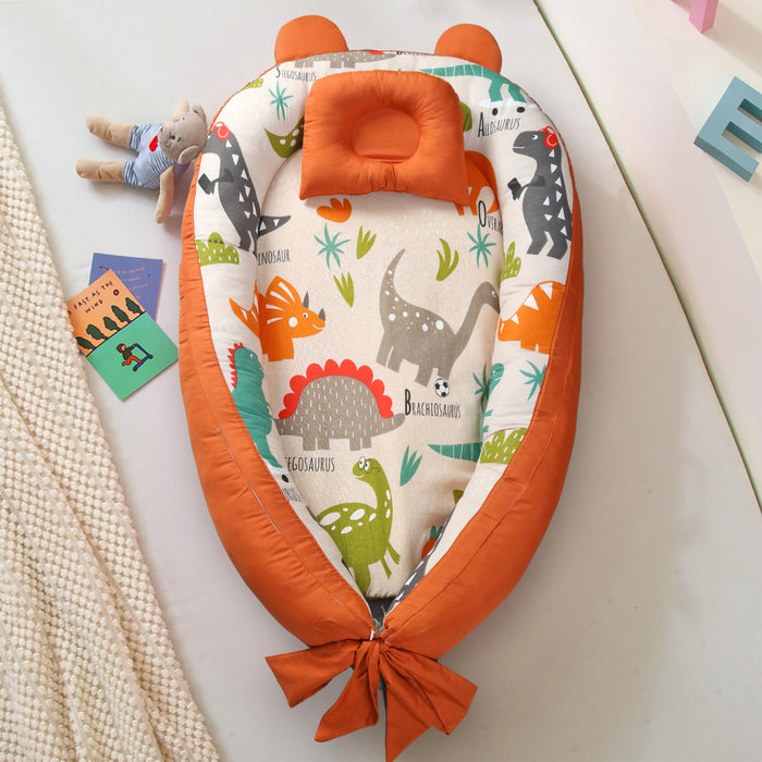 Orange Dino Baby Snuggle Bed