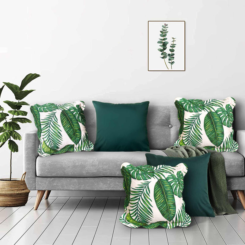 Palm Leaves Printed Cushion Covers (Bundle of 5)