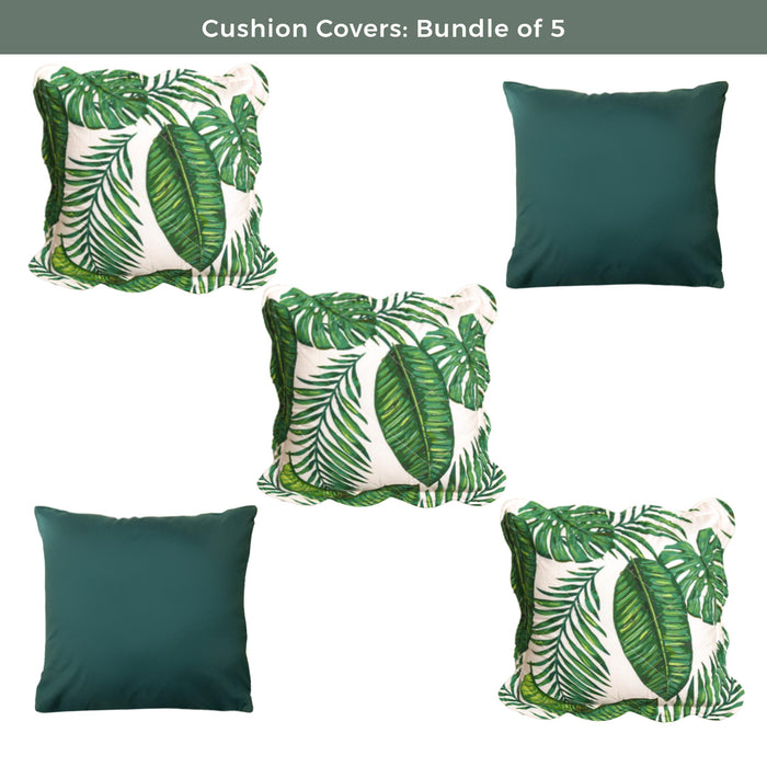Palm Leaves Printed Cushion Covers (Bundle of 5)