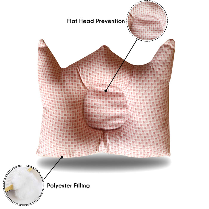 peach polka head shaping cushion