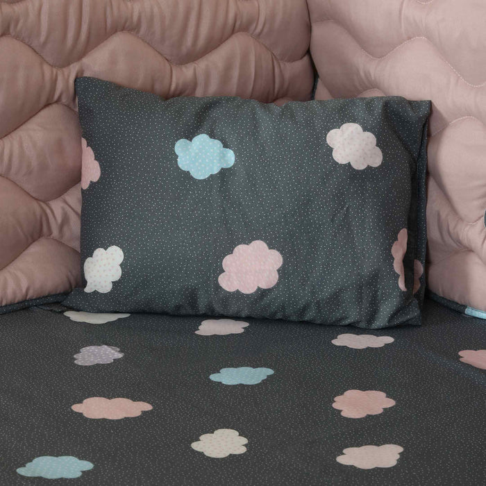 pink puffy clouds baby cot set