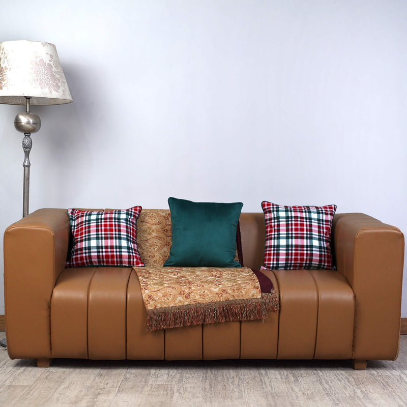 lush velvet plaid cushion cover set bundle of 3