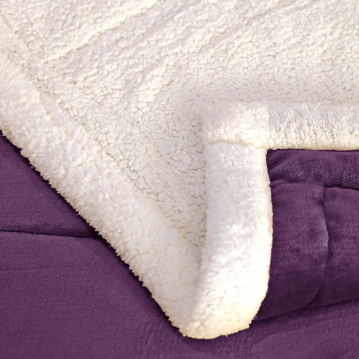 square boxes sherpa border winter comforter