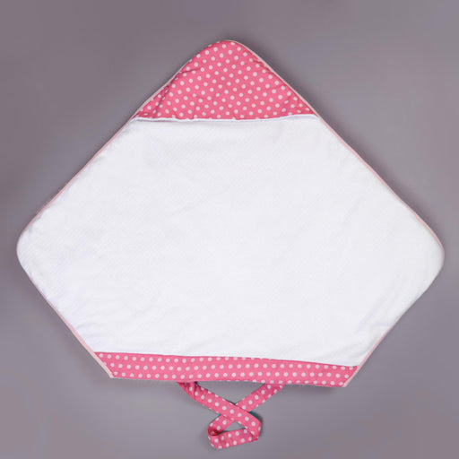 pink polka dots baby towel with neck strap