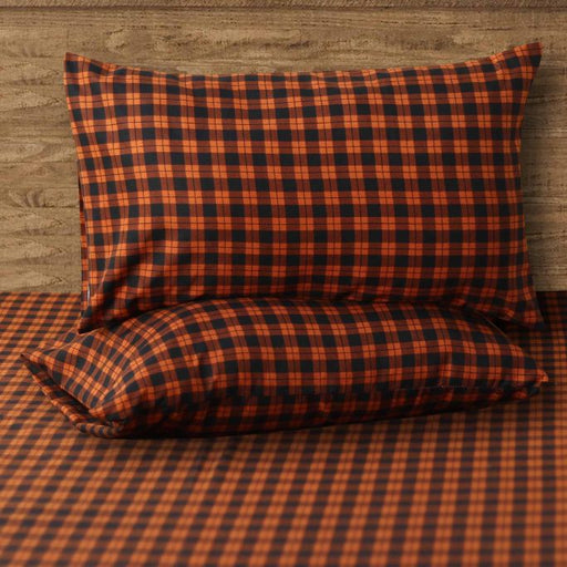 plaid orange polycotton bedsheet set