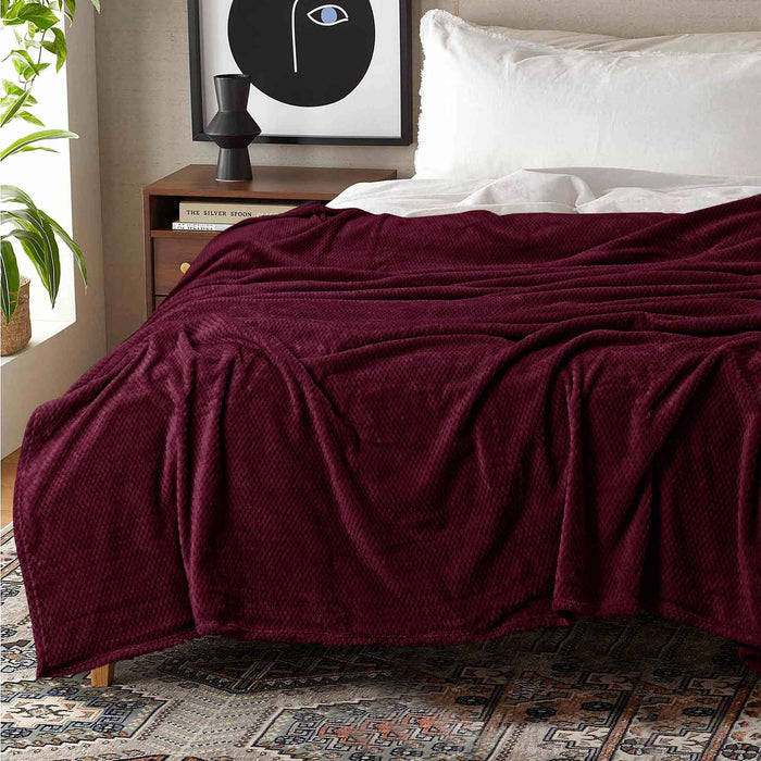silky soft 310gsm popcorn embossed fleece ac blanket