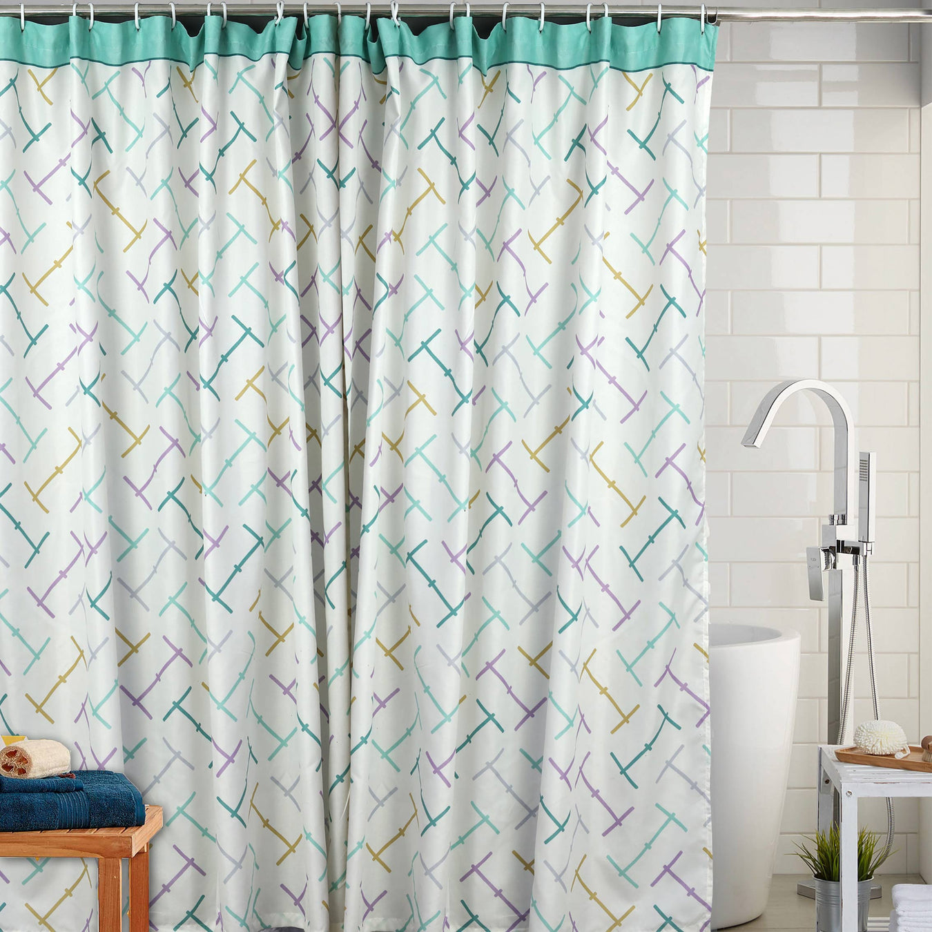 pop of color waterproof shower curtain