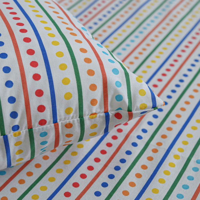 Rainbow Dots Bedsheet Sheet & Pillow