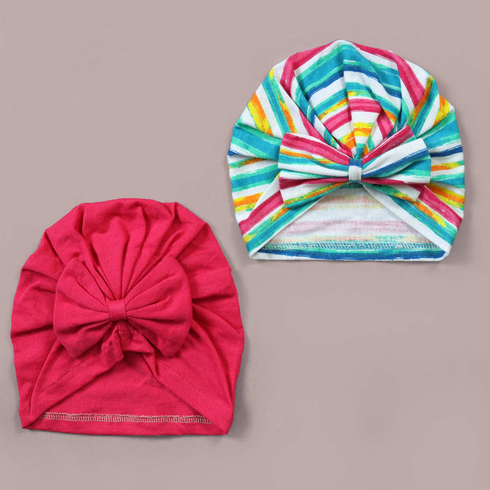 rainbow lines baby turban caps bundle