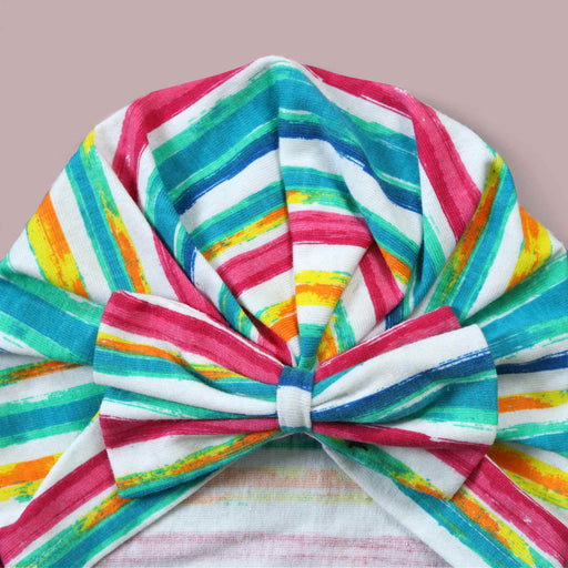 rainbow lines baby turban caps bundle