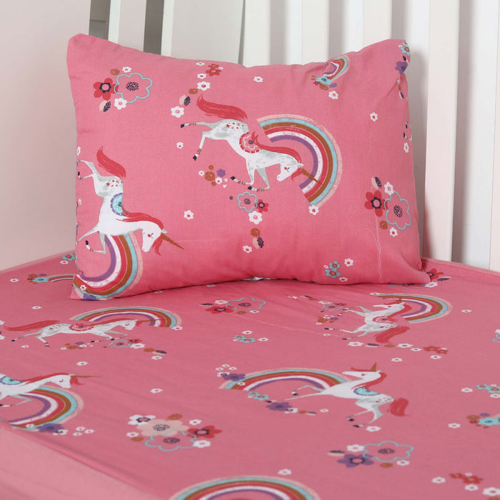rainbow unicorn fitted sheet pillow