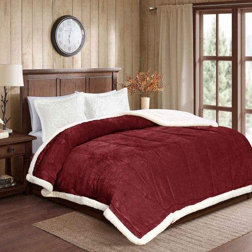 vertical lines sherpa border winter comforter