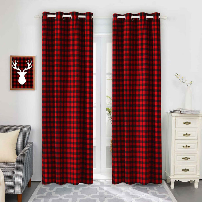 red check blackout curtain