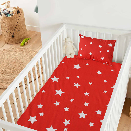 red stars bedsheet sheet pillow