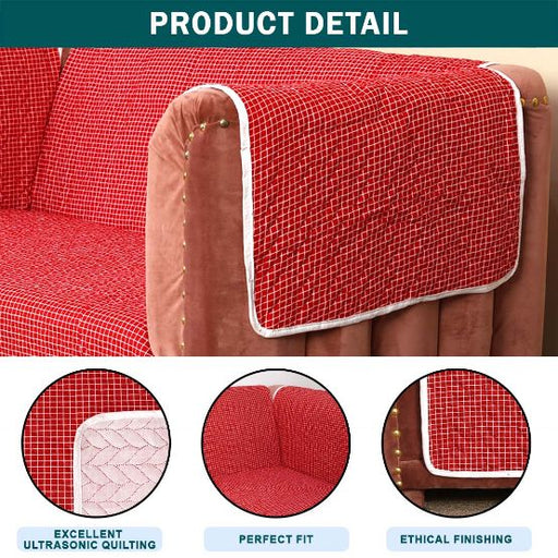 red and white quilted sofa cover set