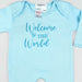 welcome to the world embroidery baby romper set