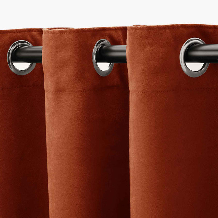 ultrasoft fine grommet top velvet curtain panels rust