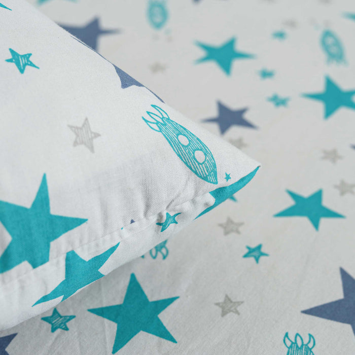 Sage Stars Bedsheet Sheet & Pillow