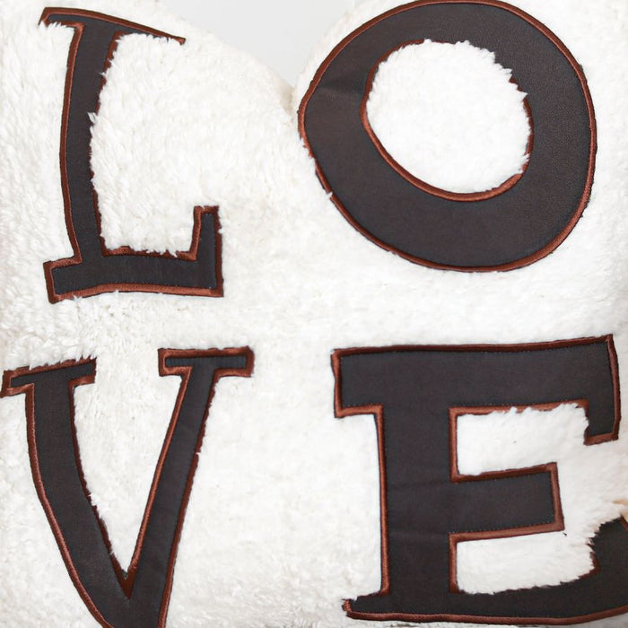 sherpa embroidered cushion covers love