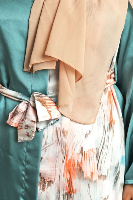 silk printed abstract abaya and hijaab