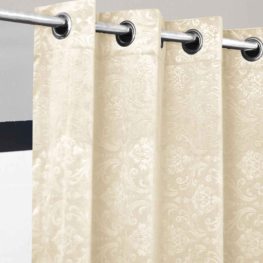 silky embossed velvet curtains beige