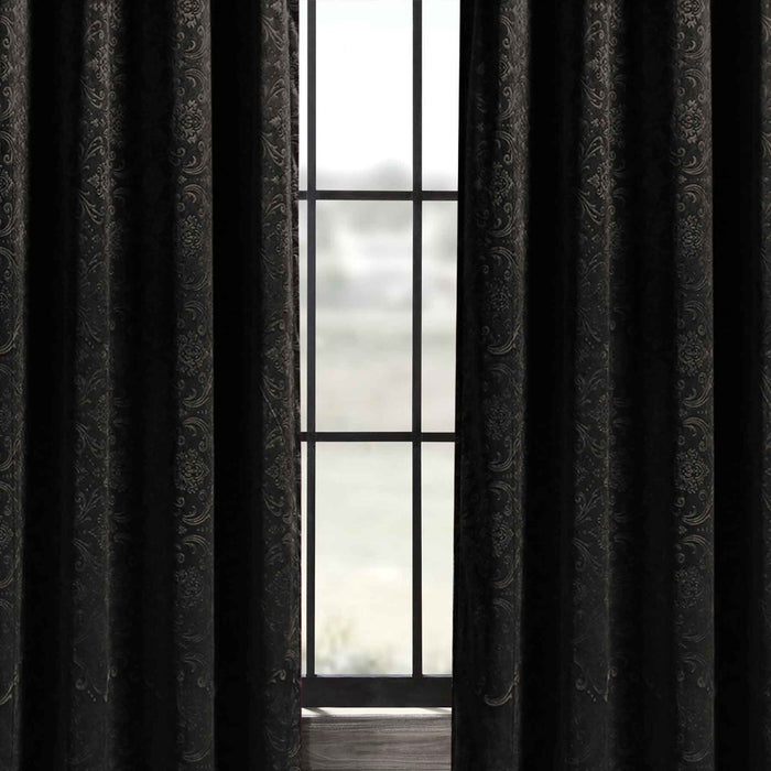 silky embossed velvet curtains black