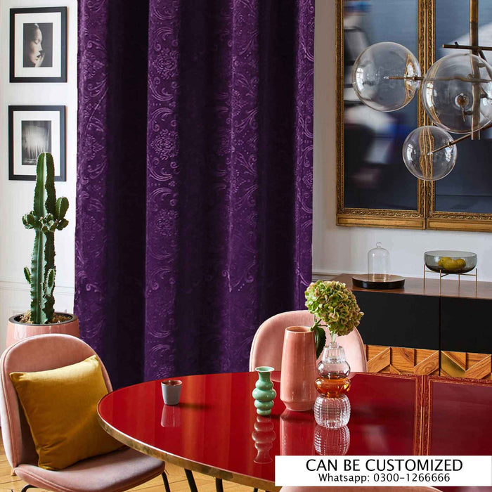 silky embossed velvet curtains plum