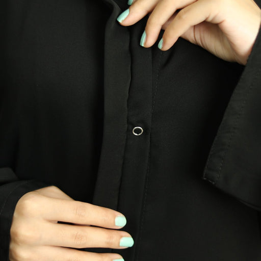 simple tich button abaya and hijaab