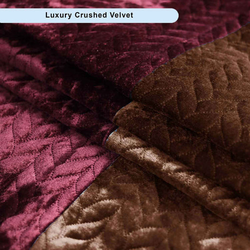 horizontal lines crushed velvet sofa cover burgundy brown