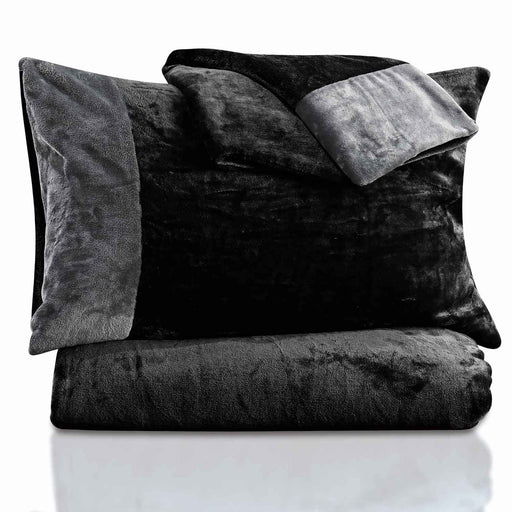 copy of soft and warm duo tone fleece bedsheet grey black