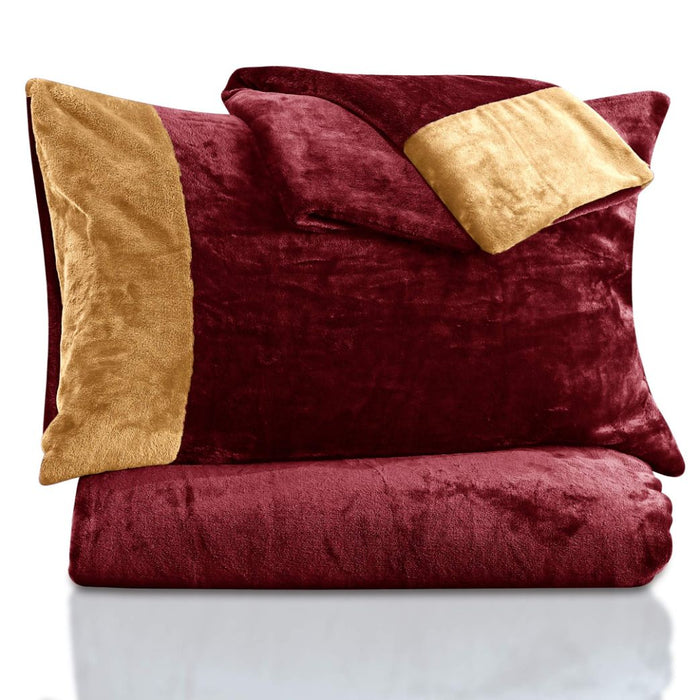 soft and warm duo tone fleece bedsheet maroon skin