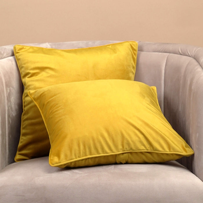 velvet cushion cover mustard