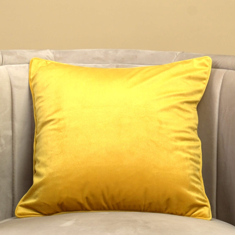 velvet cushion cover mustard